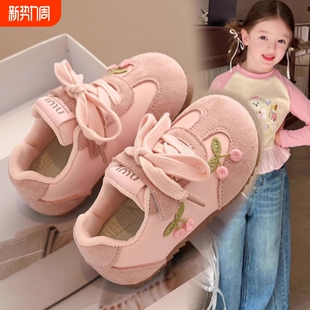 女童运动鞋2025秋冬新款儿童小樱桃阿甘鞋加绒女孩软底防滑休闲鞋