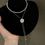 诸暨淡水珍珠项链女白茶花毛衣链秋日奢宠优雅款蛇骨链节日礼物