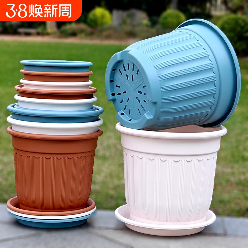 塑料花盆欧式罗马树脂仿陶瓷圆形加厚多肉绿萝盆景盆土陶控根种植