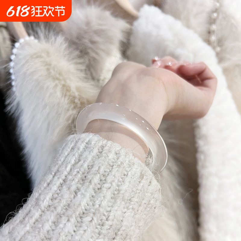 正品冰种玉髓白月光手镯玛瑙显白手镯翡翠玉镯子荔枝冻少女年轻款