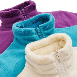 双面穿摇粒绒外套女士秋冬抓绒衣内胆珊瑚绒上衣保暖加绒加厚外套