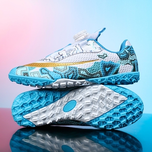 旋转扣免系带新款儿童足球鞋男童女童学生碎钉TF魔术贴防滑训练鞋