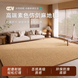 剑麻卧室地垫高级耐磨防滑氛围静音家用茶室编织 地毯客厅2025新款