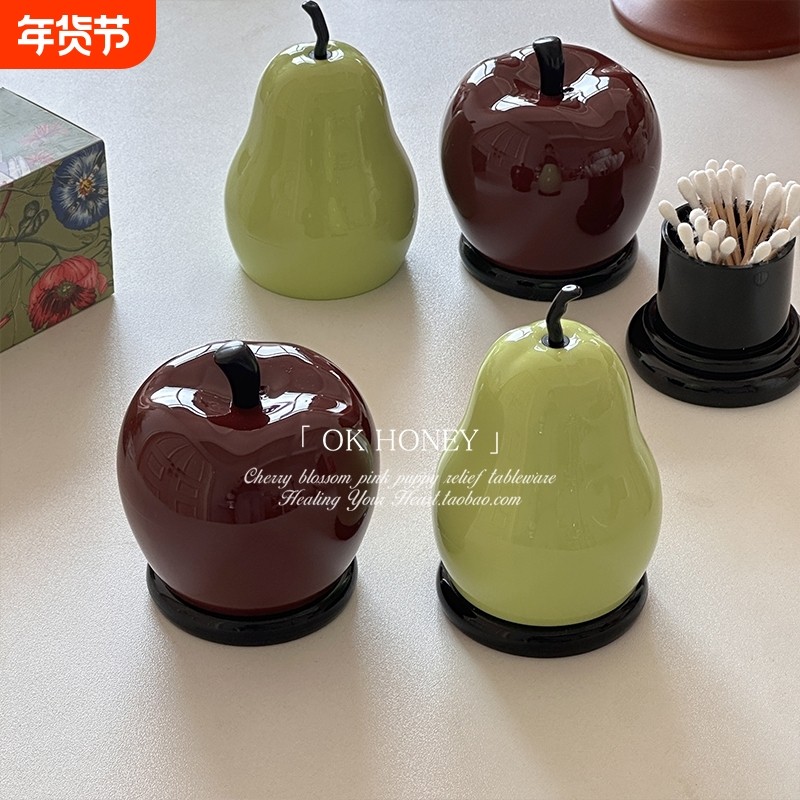 创意塑料苹果鸭梨牙签罐家居棉签收纳筒牙线收纳储物盒桌面小摆件,饰品/流行首饰/时尚饰品新,摆件,淘宝优惠券,粉丝福利购,淘宝优惠卷