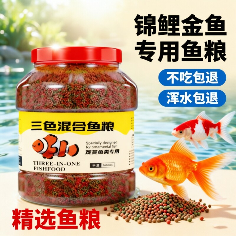 锦鲤金鱼鱼食鱼饲料小颗粒鱼粮观赏鱼家用金鱼专用上浮型鱼料通用