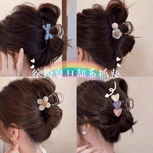 抓夹鲨鱼夹女发量少中号发夹头饰花朵2025新款发抓高级感夹子发饰