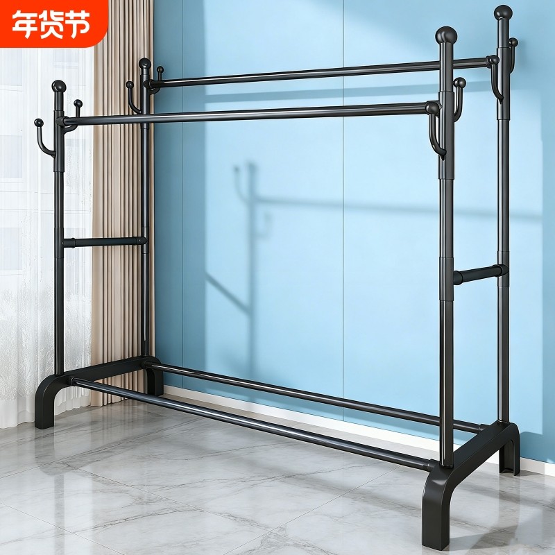 衣帽架挂衣架晾衣架落地卧室阳台家用室内可移动衣服收纳架子金色