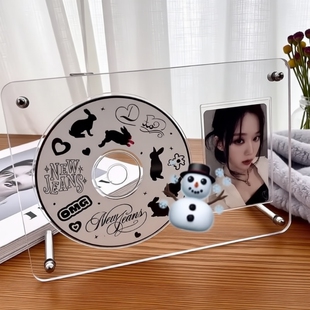 新款CD小卡唱片照片相框专辑亚克力立牌透明桌面摆台爱豆展示架