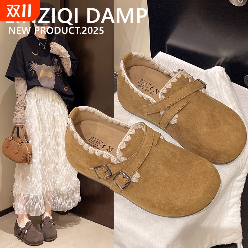 厚底内增高超火一脚蹬勃肯鞋女秋季外穿2025新款休闲全包勃肯单鞋