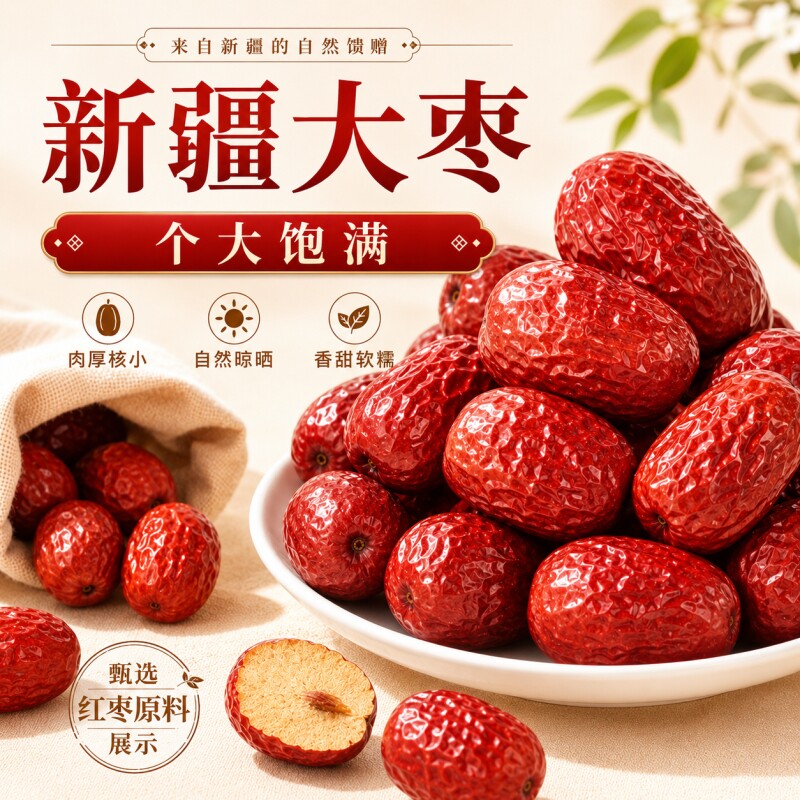 新疆和田特产大枣特级骏枣红枣泡茶新货干果正品旗舰店免洗生长