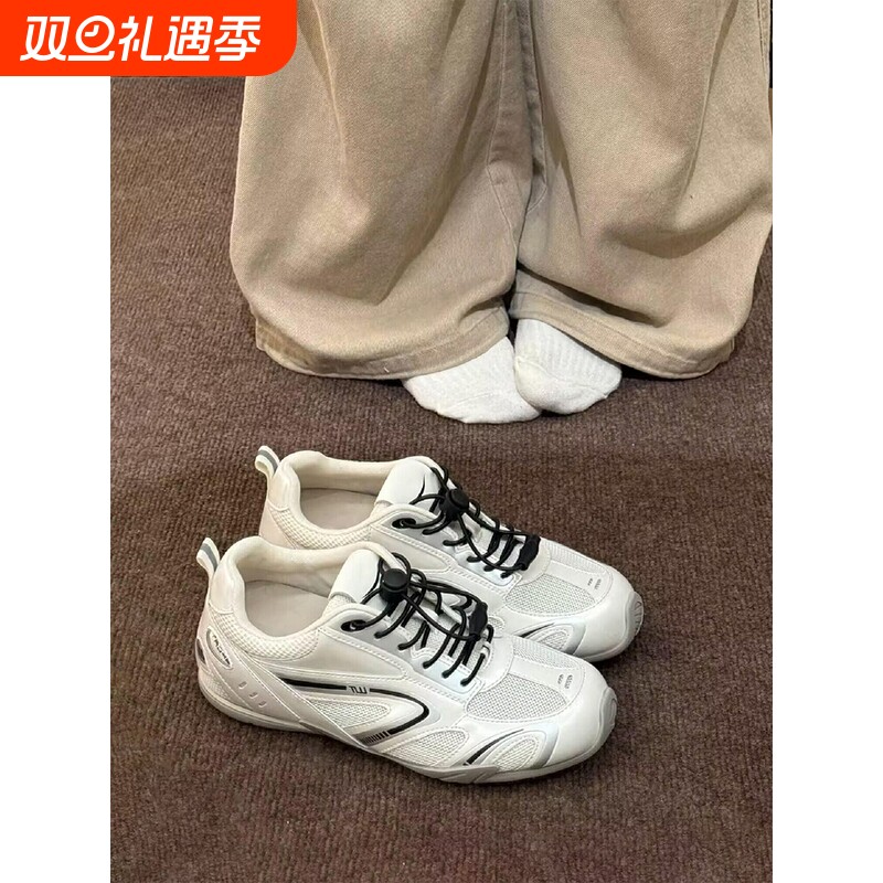 小众赛车鞋内增高德训鞋女2025年新款网面透气休闲运动鞋圆头支撑