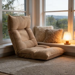 懒人沙发榻榻米卧室飘窗床上靠背椅可折叠日式单人小沙发可躺坐垫