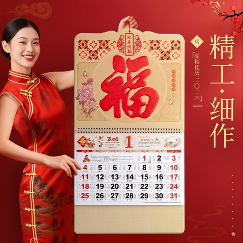 2026福字挂历正六开福牌吊牌