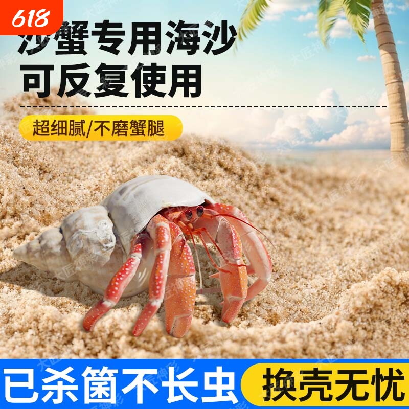 沙蟹寄居蟹专用海沙养螃蟹辣椒蟹替换壳珊瑚沙子鱼缸造景底砂摆件