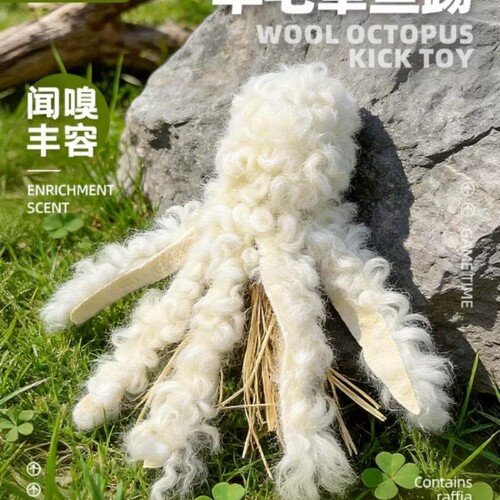 喵咪先生羊毛章鱼踢猫咪丰容玩具闻嗅自嗨解闷神器可替换头逗猫棒