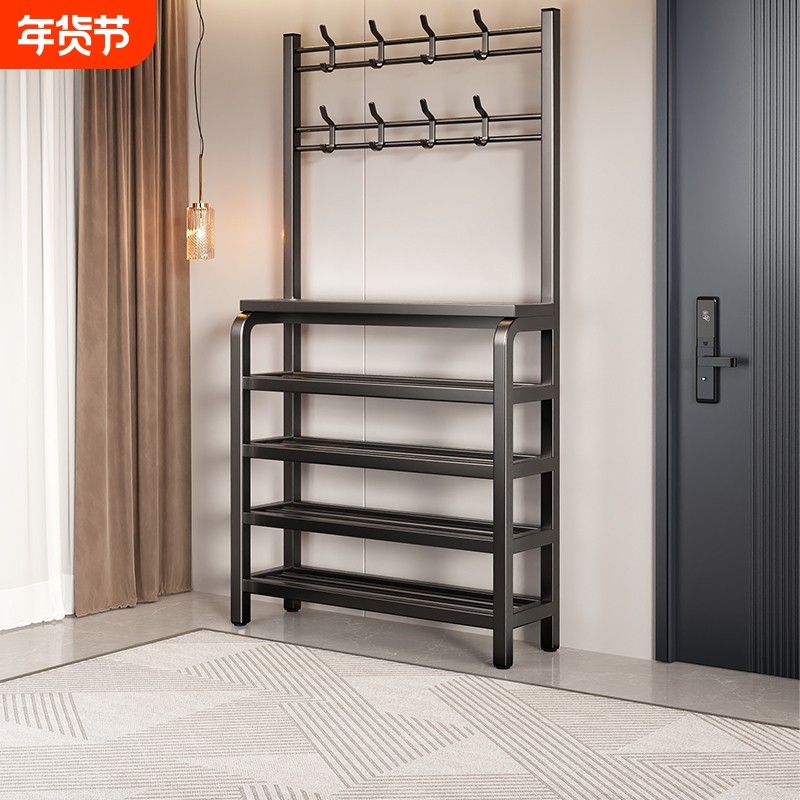 家用衣架鞋架一体简易衣帽架门口多层鞋架多功能简约出租房用鞋柜