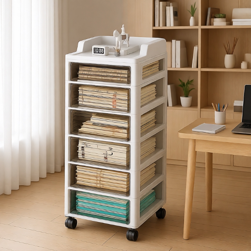 抽屉式文具收纳柜办公室桌下文件柜学生A4储物柜可移动夹缝置物架
