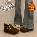 加绒勃肯鞋女2025冬季新款皮毛一体雪地靴复古一脚蹬厚底毛毛棉鞋