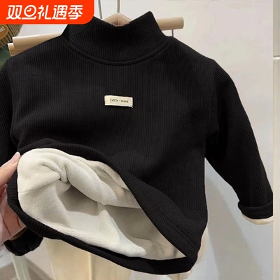 秋冬装德绒打底衫保暖儿童装宝宝半高领男童女童加绒加厚长袖T恤