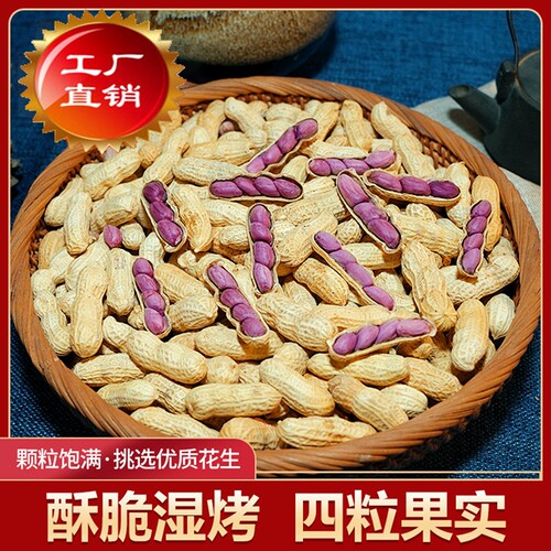 龙岩湿烤花生500g闽西特产福建紫衣水煮五香蒜香四粒红年货节散装