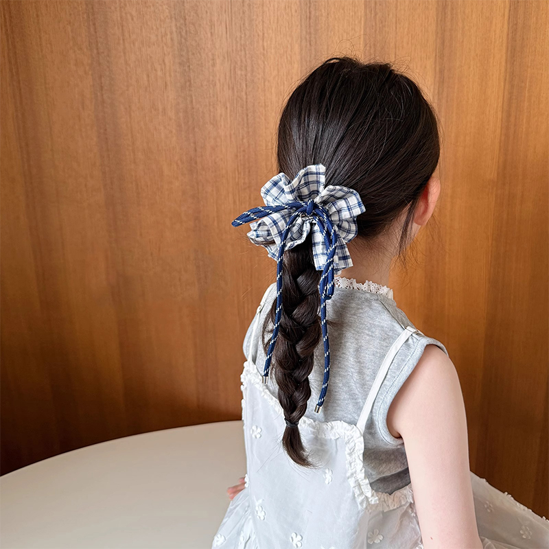 巧思高级感可调节发圈儿童设计师款大肠圈宝宝绑带蝴蝶结头绳格子