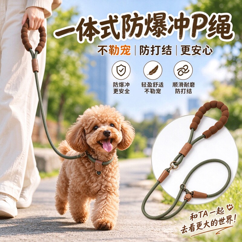 狗狗P链P绳遛狗牵引绳防爆冲狗绳训大中小型犬专用宠物露营牵引绳
