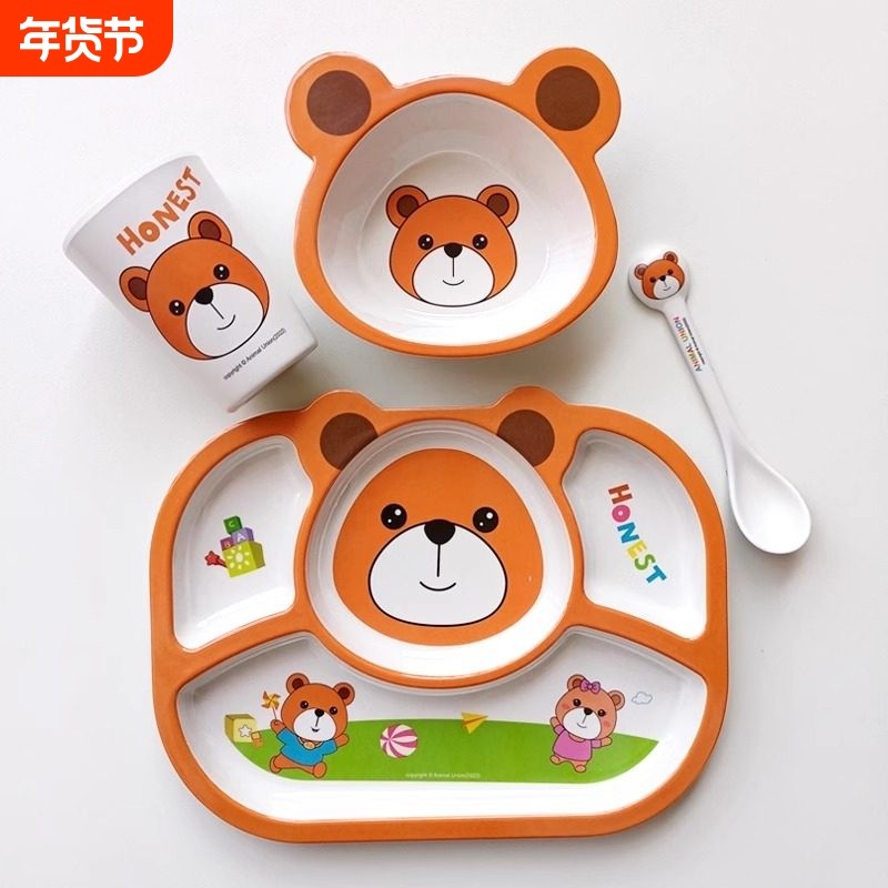 动物婴儿童盘子卡通餐具创意勺可爱小熊碗水杯分格辅食餐盘陶瓷,婴童用品,儿童餐具,淘宝优惠券,粉丝福利购,淘宝优惠卷