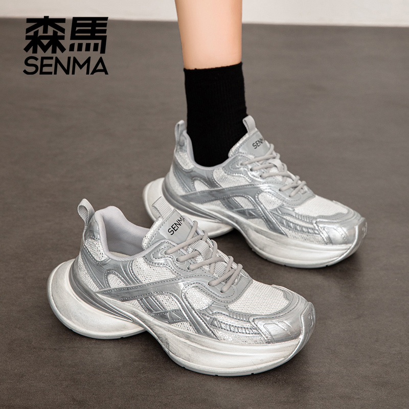 SENMA/森马森马银河夜曲翘尾厚底仙女网面老爹鞋做旧休闲鞋