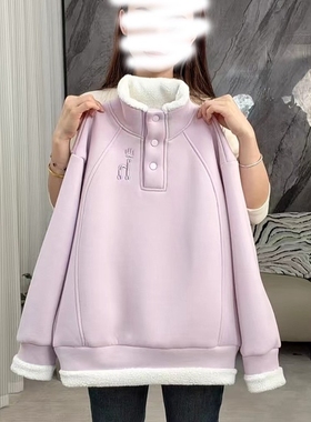 女童冬装卫衣2025洋气儿童时髦加绒加厚刺绣上衣冬季衣服蓝色粉色