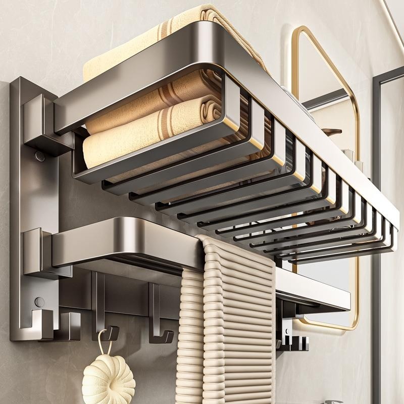 毛巾架卫生间免打孔卫浴挂件架子壁挂洗手间浴巾架浴室置物架