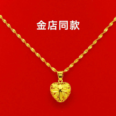 SMVP越南沙金项链女士连锁骨链仿不掉色999色黄金吊坠水滴镂空