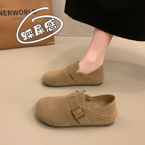 可踩两穿孕妇勃肯鞋女2025新款秋季一脚蹬博肯单鞋休闲豆豆乐福鞋