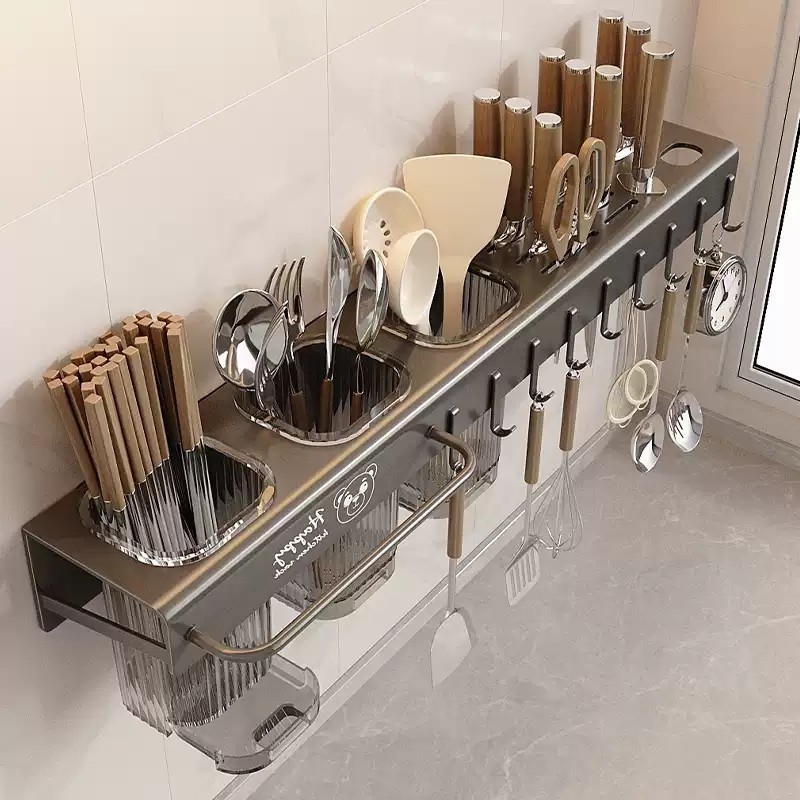 免打孔多功能筷子筒刀架壁挂式厨房筷笼刀具菜刀置物架锅铲筷筒