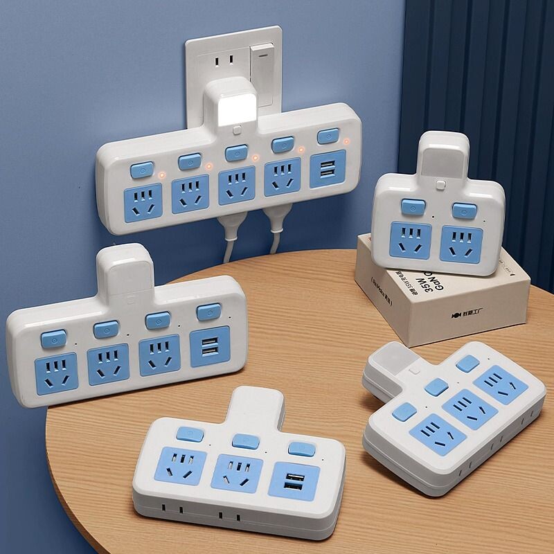 正品多功能插座转换器无线扩展插排USB多孔位插头面板一转多家用