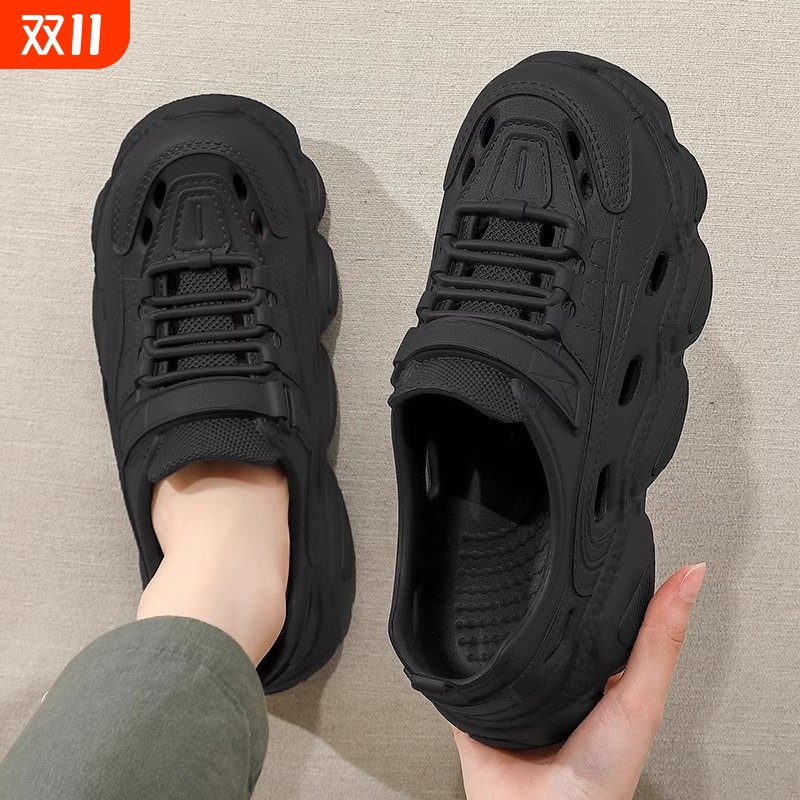 洞洞鞋男款夏季2025新款外穿厚底防滑防臭透气沙滩运动凉拖鞋男士