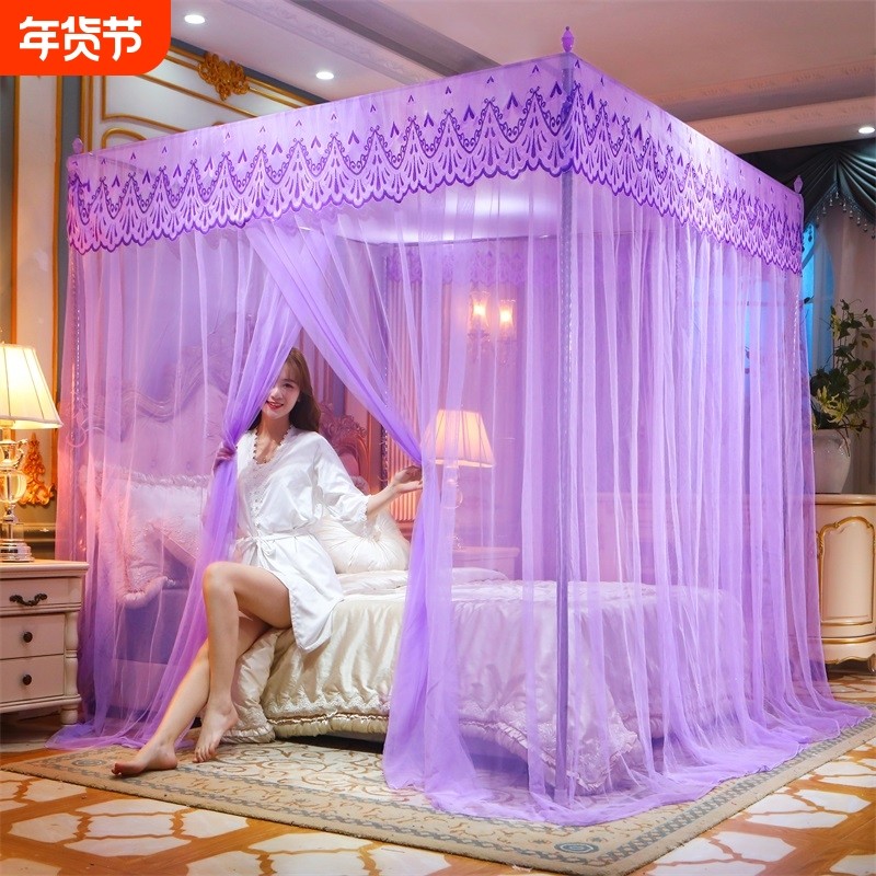 蚊帐2024新款家用卧室加密加厚落地纹账文章带加粗加支架不锈钢