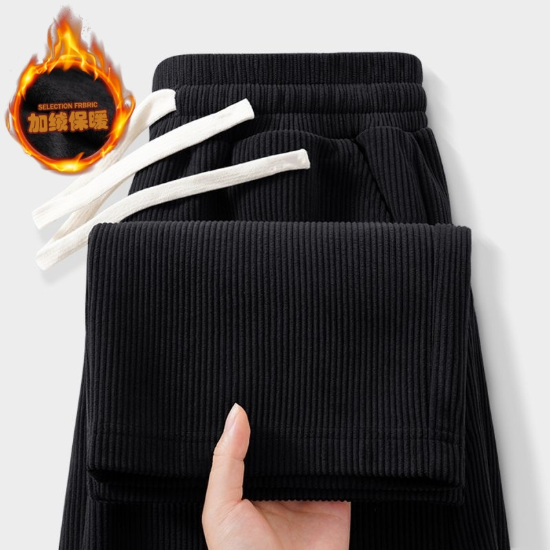 灯芯绒裤子男春秋潮牌垂感直筒宽松阔腿裤美式复古男裤休闲运动裤