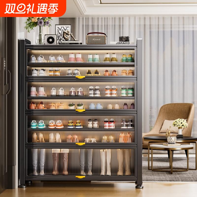 钢制鞋柜家用门口多层大容量玄关柜入户门收纳柜一体靠墙防尘鞋架