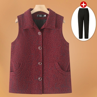 奶奶春秋马夹60岁中老年人女装薄款休闲上衣马甲70妈妈坎肩外套80