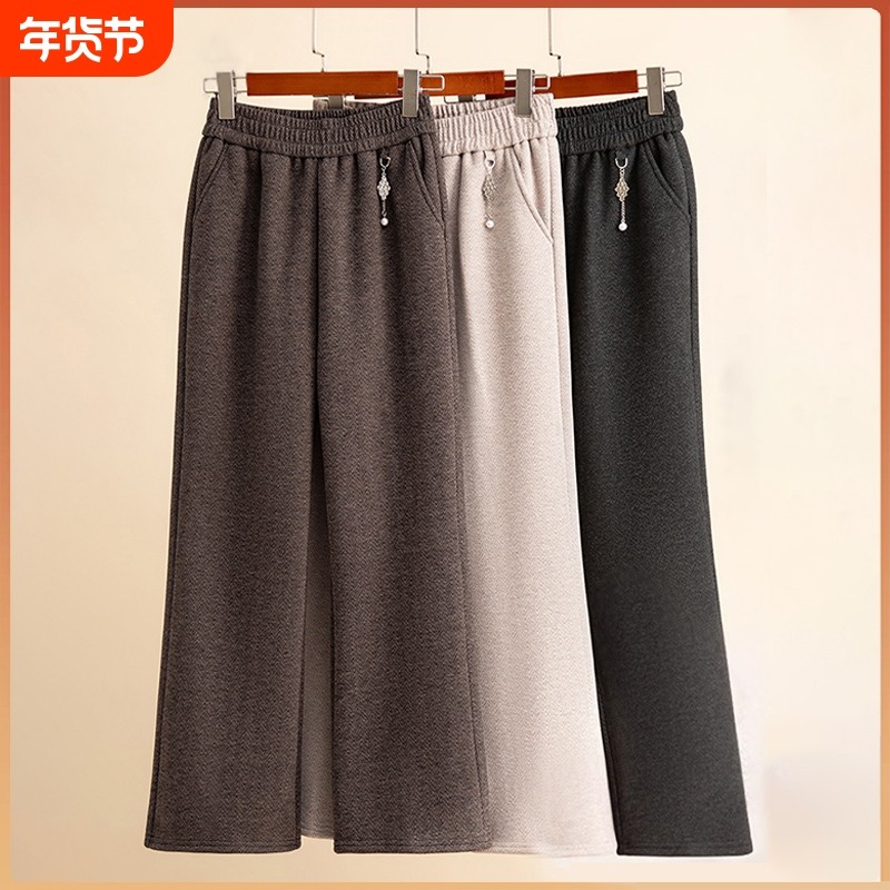 奶奶裤子冬季加绒加厚松紧腰老年妈妈老太太棉裤宽松加绒保暖女裤