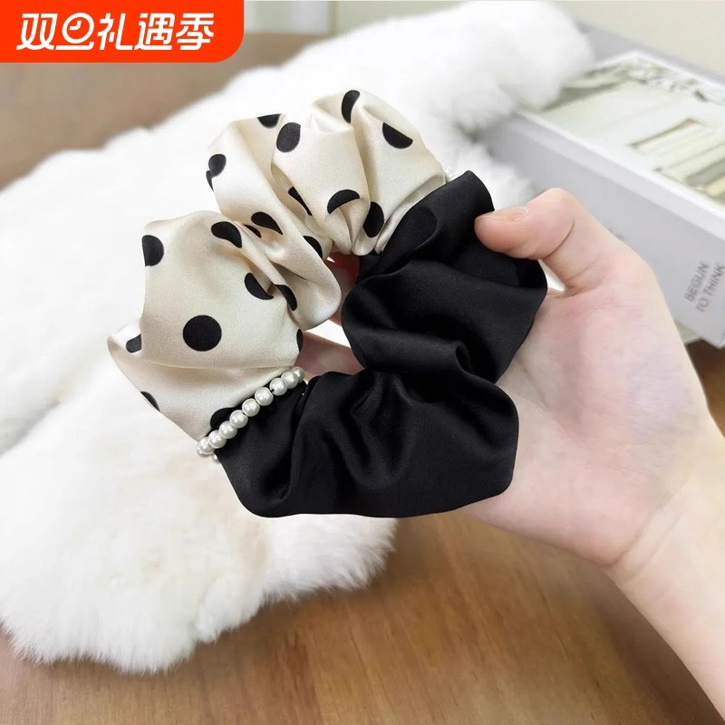 真丝超好看的大肠发圈超大女高级感洋气时尚2025新款韩爆款波点