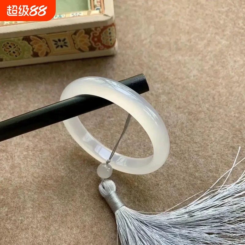 天然玉髓白月光高冰手镯玉镯小众荔枝冻玛瑙玉镯冰种平安镯送女友