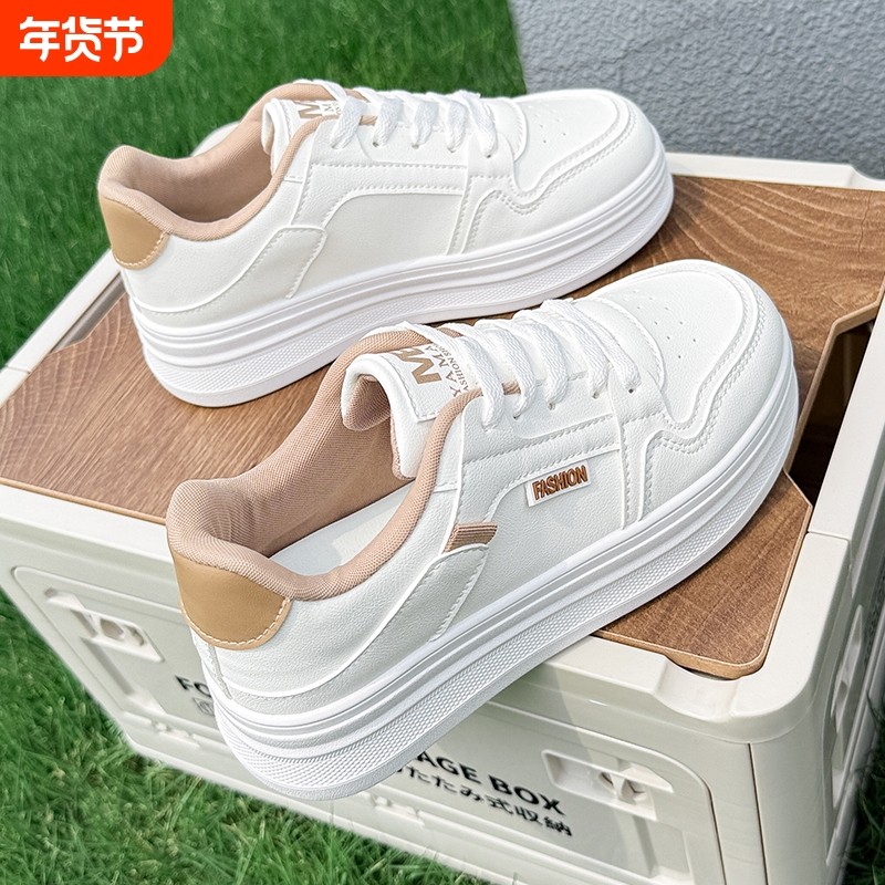 小白鞋子女2025新款爆款春夏季时尚软底老爹鞋百搭休闲厚底运动鞋