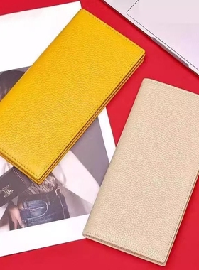 2025新长款超薄大容量聚招财黄色男卡夹卡包女士钱包防消磁卡片