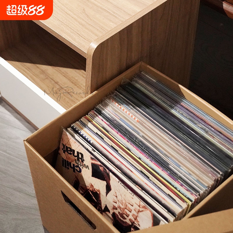 12寸黑胶唱片收纳箱LP唱片牛皮纸收纳盒有盖整理箱收纳影碟胶片箱
