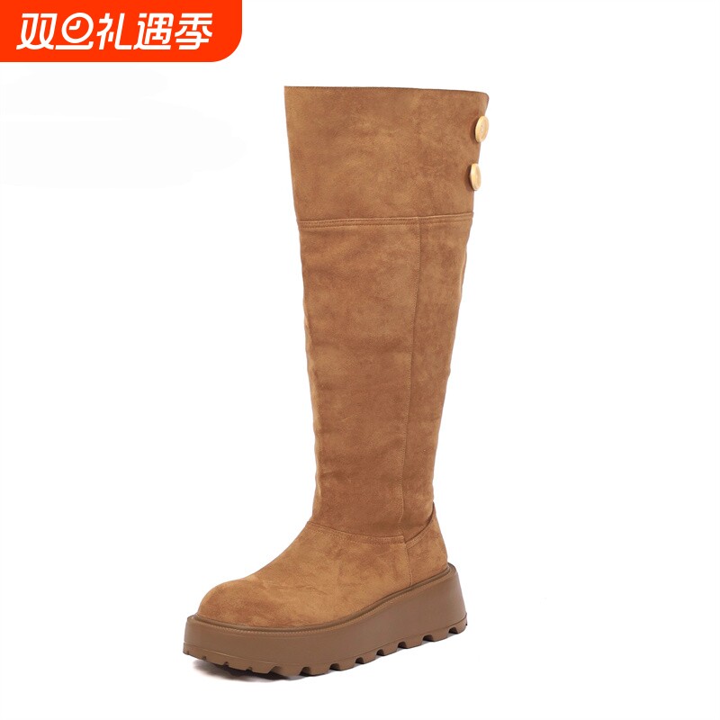 长筒雪地靴女2025冬季加绒加厚过膝长靴子保暖高筒靴高跟毛绒鞋子
