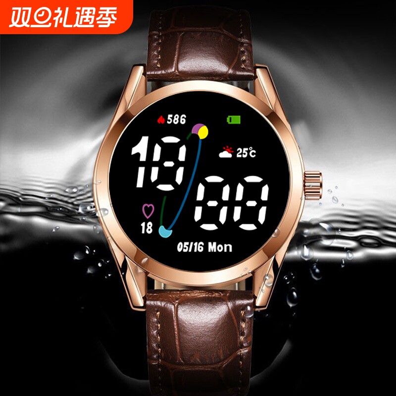 新款LED夜光圆形电子手表时尚