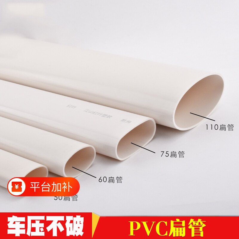 110扁管pvc50 60 75 厕所厨房阳台管道配件椭圆管地漏移位器扁管