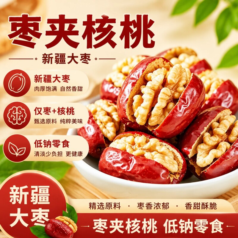 新疆红枣夹核桃仁单独包装孕小吃解馋妇零食夹心新疆特产年货灰枣