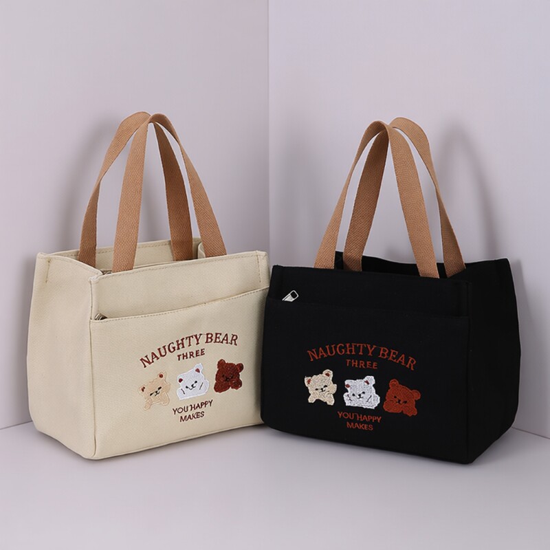 通勤上班饭盒手提袋新款包包女士手拎包便当包帆布包手提包防水